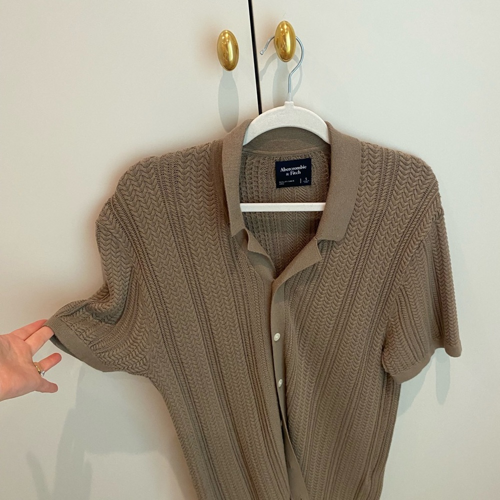 Abercrombie & Fitch Tan Knit Polo
